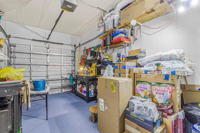 garage with a garage door opener