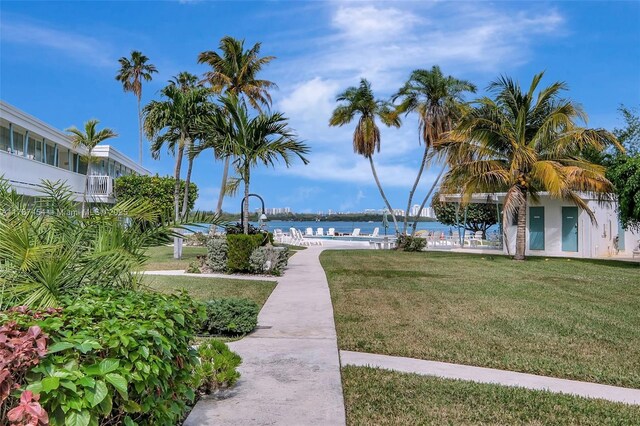 1155 103rd St Unit 9B, Bay Harbor Islands, FL 33154 - view of property's community with a lawn and a water view