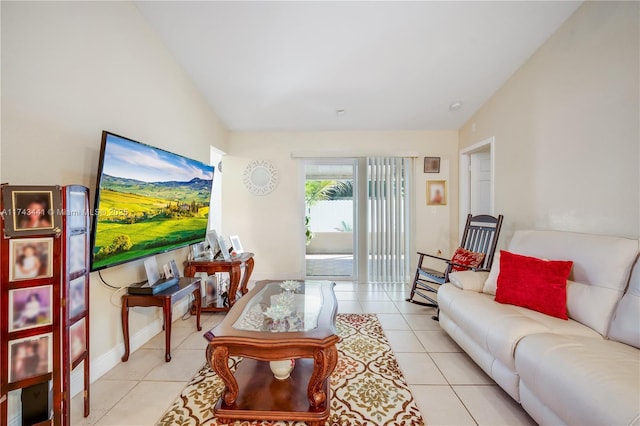 view of tiled living room