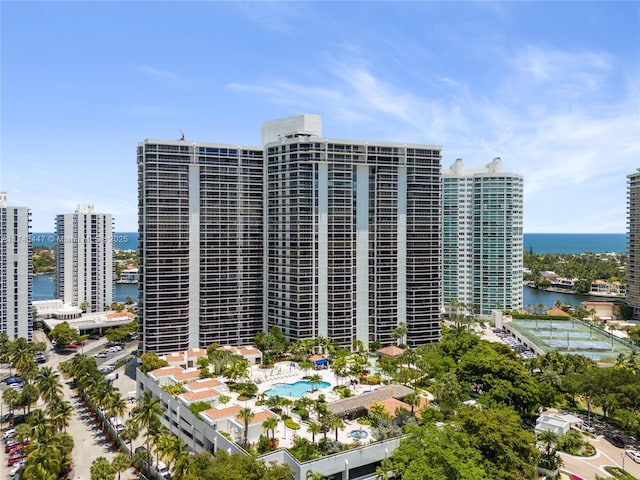 20281 E Country Club Dr Unit 403, Aventura, FL 33180 - view of building exterior with a water view and a view of city