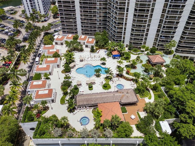 20281 E Country Club Dr Unit 403, Aventura, FL 33180 - aerial view of property and surrounding area featuring a pool and apartment complex / building