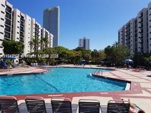 view of pool featuring a patio area