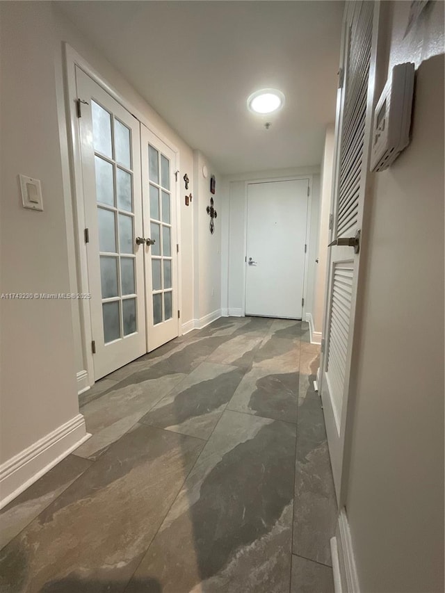 hallway featuring french doors