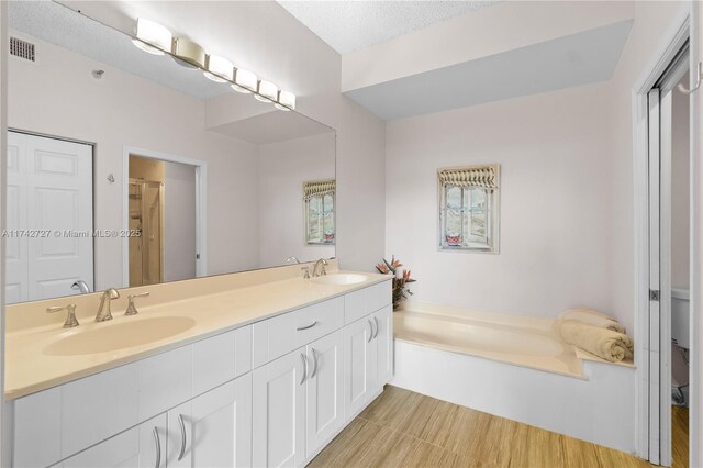 bathroom with vanity and a bathtub