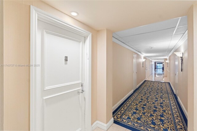 hallway with crown molding