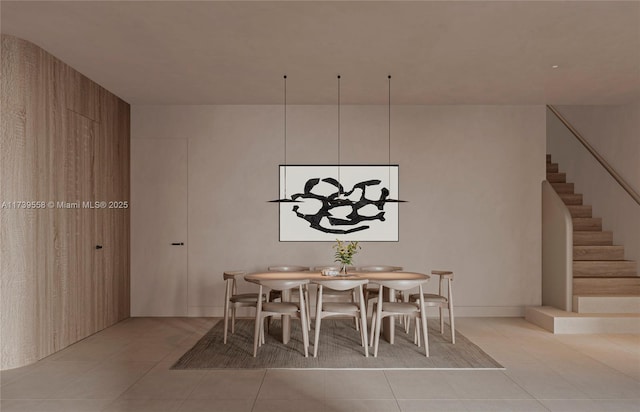 unfurnished dining area with light tile patterned floors