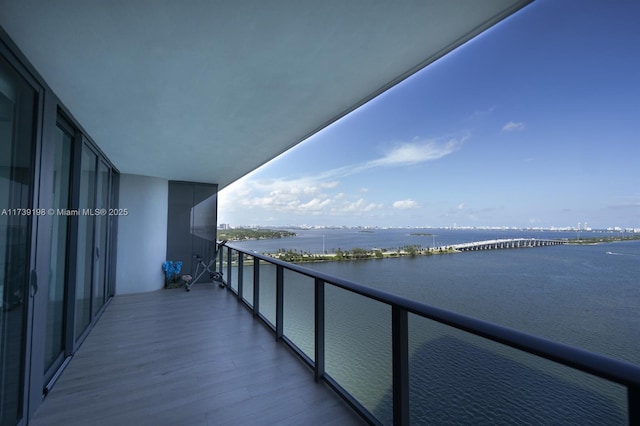 balcony with a water view