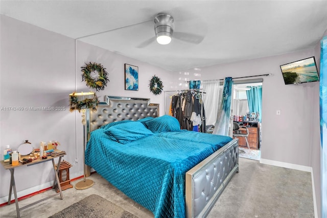 bedroom featuring ceiling fan