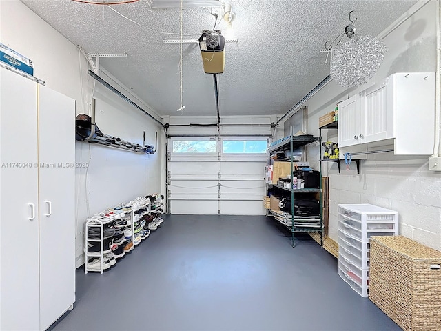 garage with a garage door opener