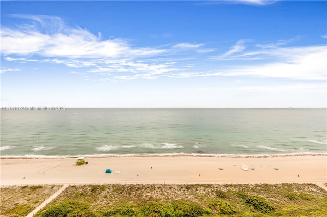 view of water feature featuring a beach view