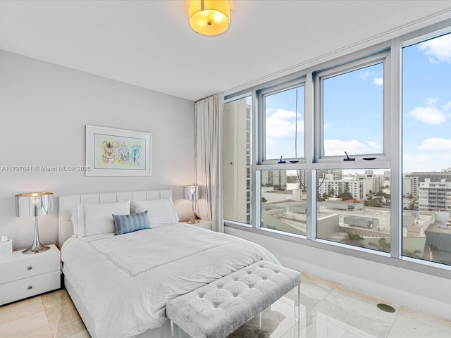 bedroom with tile patterned flooring