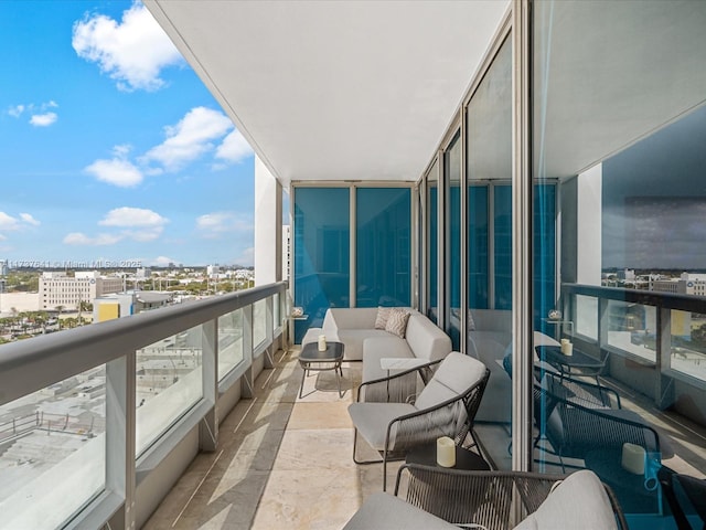 balcony with a view of city