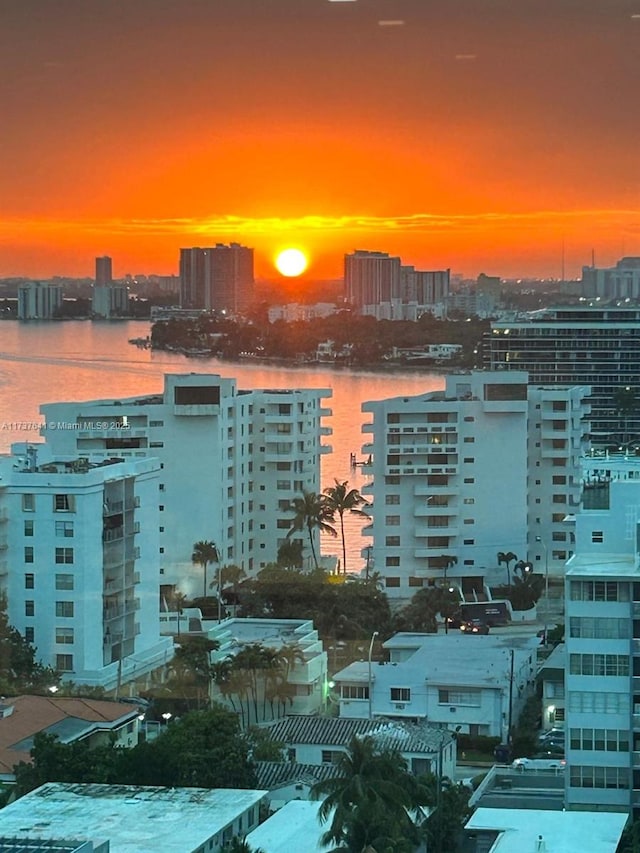 view of city with a water view