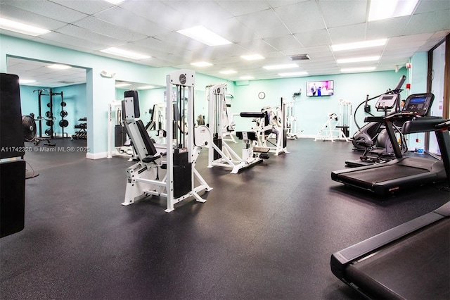6911 Environ Blvd Unit 5L, Lauderhill, FL 33319 - workout area featuring a paneled ceiling