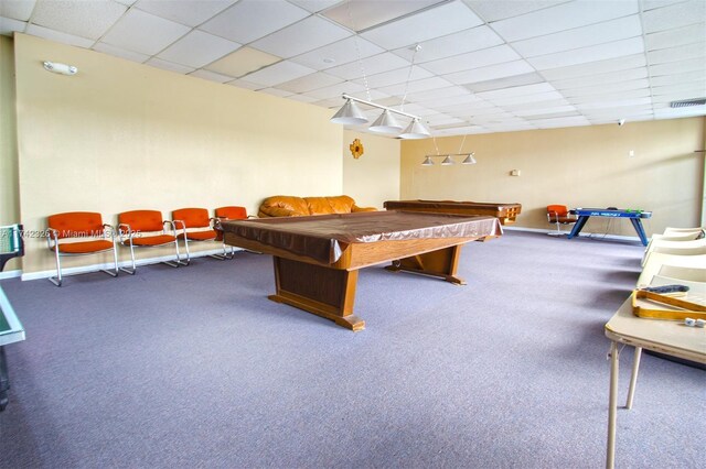 6911 Environ Blvd Unit 5L, Lauderhill, FL 33319 - game room with carpet, a paneled ceiling, and billiards