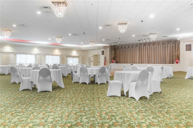 view of carpeted dining space