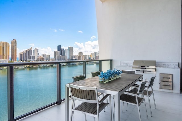 5000 Island Estates Dr Unit Ph1508, Aventura, FL 33160 - balcony with a view of skyline, area for grilling, and a water view