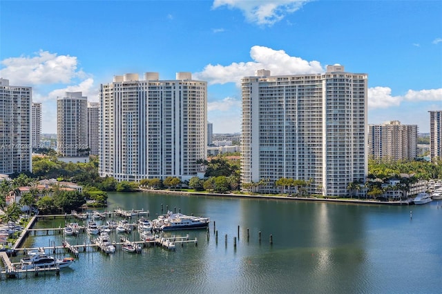 5000 Island Estates Dr Unit Ph1508, Aventura, FL 33160 - water view with nearby urban area and a marina