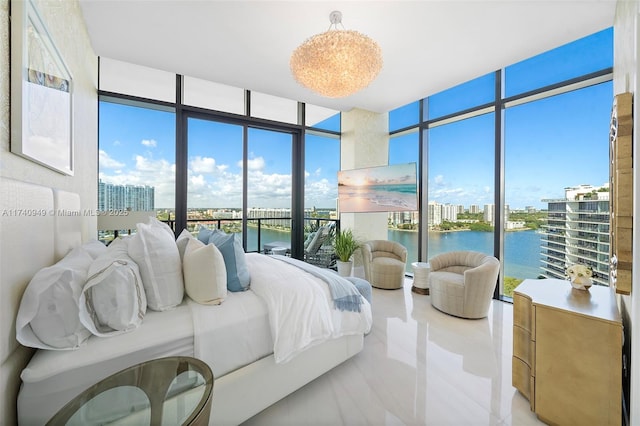 bedroom with multiple windows and expansive windows