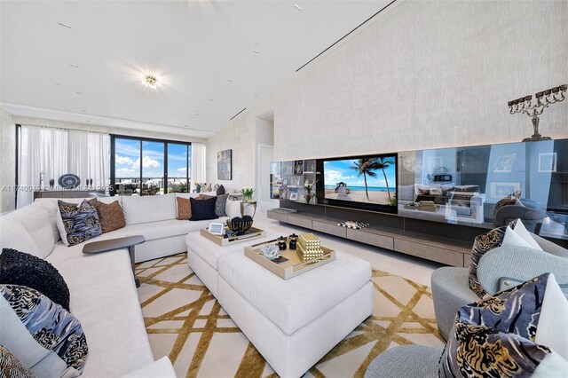 5000 Island Estates Dr Unit Ph1508, Aventura, FL 33160 - living room featuring a high ceiling