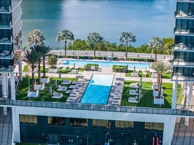 5000 Island Estates Dr Unit Ph1508, Aventura, FL 33160 - drone / aerial view of a pool and a large body of water