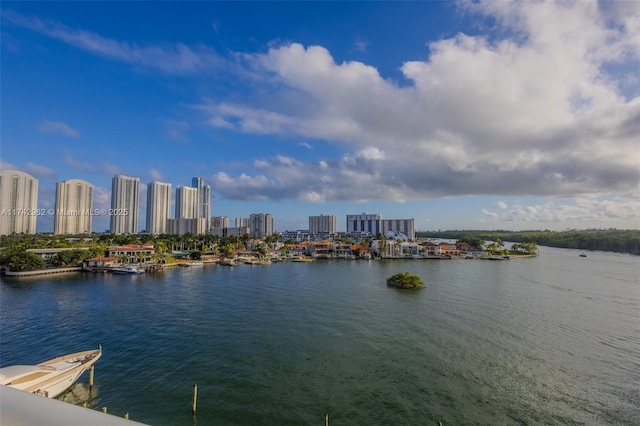 water view with a boat dock