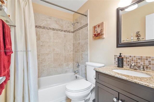 4149 S Pine Island Rd, Davie, FL 33328 - full bathroom featuring shower / tub combo, vanity, and tasteful backsplash