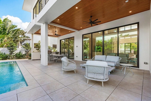 view of patio / terrace featuring outdoor lounge area and ceiling fan