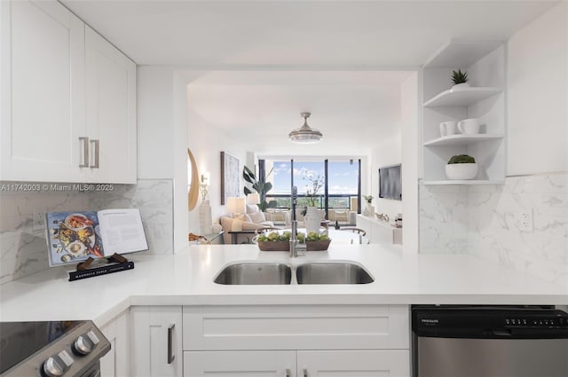 kitchen featuring white cabinetry, appliances with stainless steel finishes, sink, and backsplash