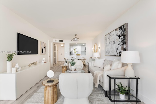 living room featuring light hardwood / wood-style flooring