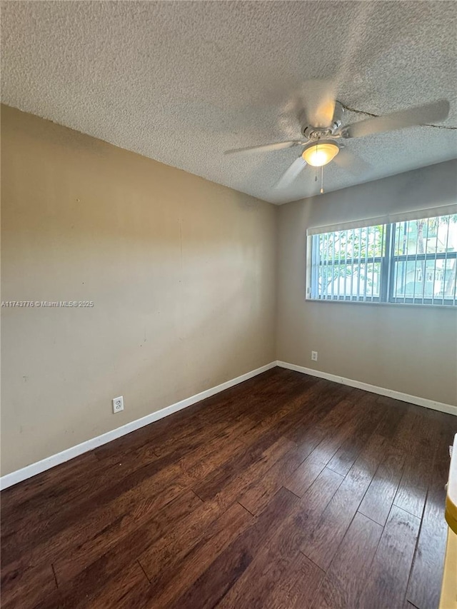 5155 E Sabal Palm Blvd Unit 204, Tamarac, FL 33319 - spare room featuring wood-type flooring, baseboards, a ceiling fan, and a textured ceiling