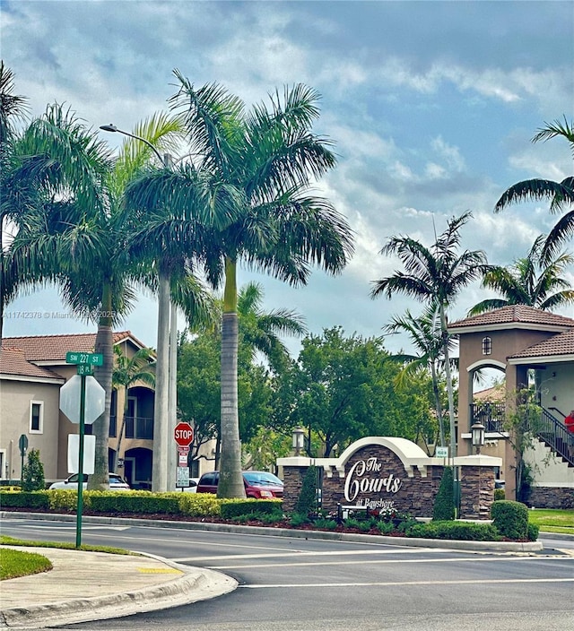 view of community sign