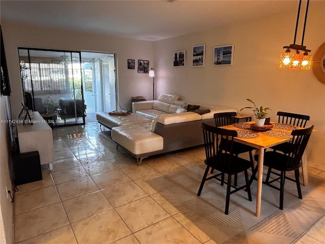 view of tiled dining space