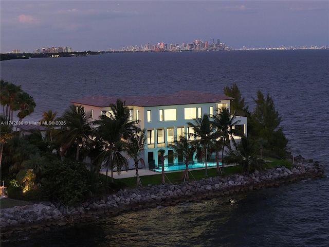 property view of water with a city view