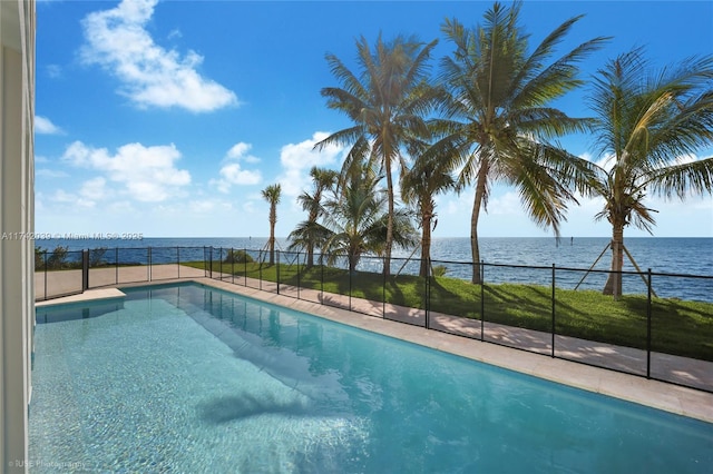 650 Lugo Ave, Coral Gables, FL 33156 - view of swimming pool featuring fence, a water view, and a fenced in pool