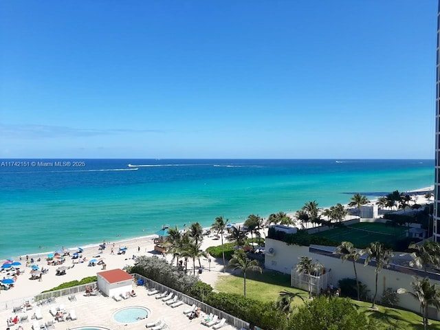 property view of water featuring a view of the beach