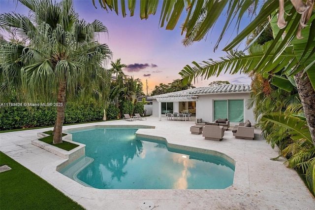 outdoor pool featuring outdoor lounge area and a patio area