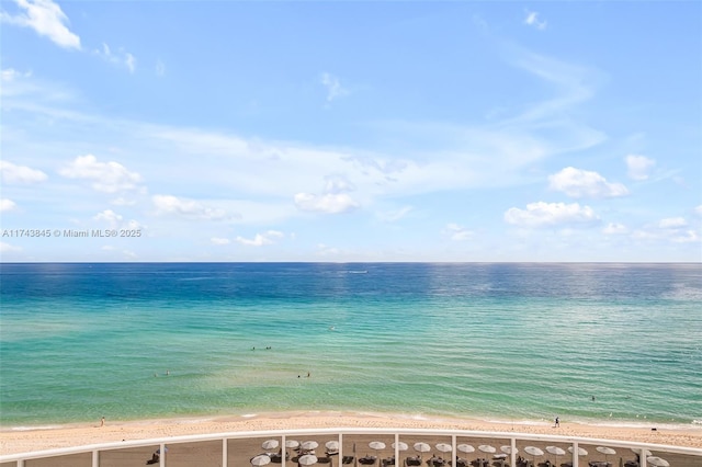 view of water feature with a view of the beach