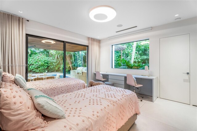 2415 San Domingo St, Coral Gables, FL 33134 - bedroom featuring access to exterior, visible vents, and built in desk