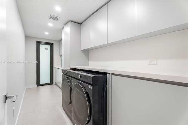 2415 San Domingo St, Coral Gables, FL 33134 - washroom with washing machine and dryer, recessed lighting, visible vents, baseboards, and cabinet space