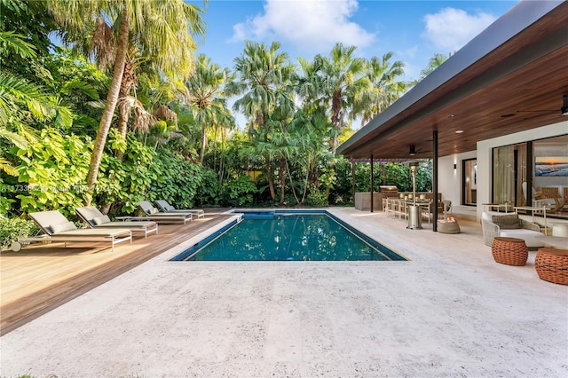 2415 San Domingo St, Coral Gables, FL 33134 - pool with a ceiling fan and a patio