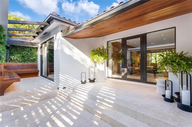 2415 San Domingo St, Coral Gables, FL 33134 - view of patio with french doors and a pergola