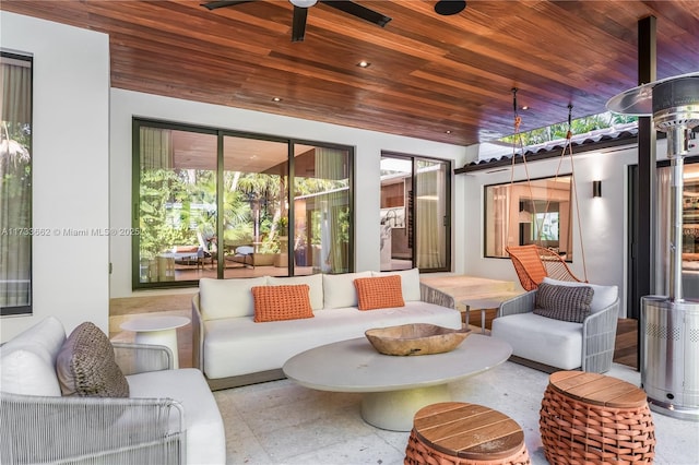 2415 San Domingo St, Coral Gables, FL 33134 - exterior space with an outdoor living space and a ceiling fan