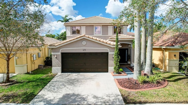 mediterranean / spanish house with a front lawn