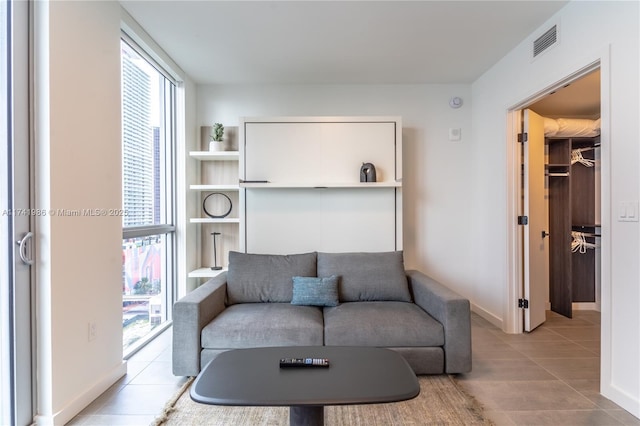 view of tiled living room