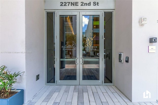 property entrance with french doors