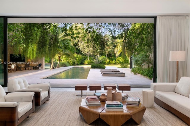 4725 Davis Rd, Miami, FL 33143 - interior space featuring a wooden deck and an outdoor hangout area
