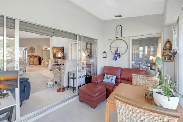 view of tiled living room