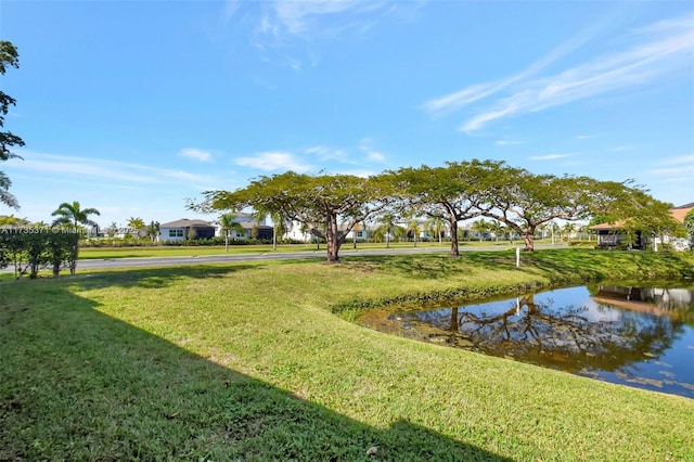 surrounding community featuring a yard and a water view