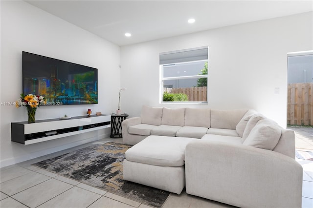 view of tiled living room